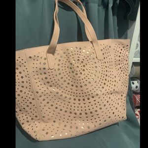 Pink and gold tote